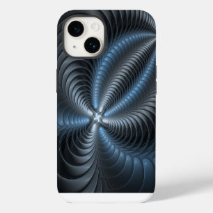 Funda Para iPhone 14 De Case-Mate Arte abstracto moderno fractal 3D gris azul plásti