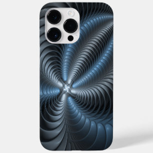 Funda Para iPhone 14 Pro Max De Case-Mate Arte abstracto moderno fractal 3D gris azul plásti