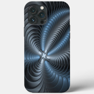 Funda Para iPhone 13 Pro Max Arte abstracto moderno fractal 3D gris azul plásti
