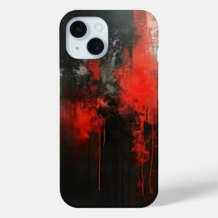 Funda Para iPhone 15 Arte abstracto negro rojo