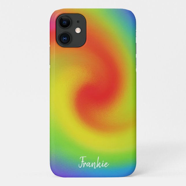 Funda De Case-Mate Para iPhone Arte abstracto personalizado de la ola arcoiris (Reverso)