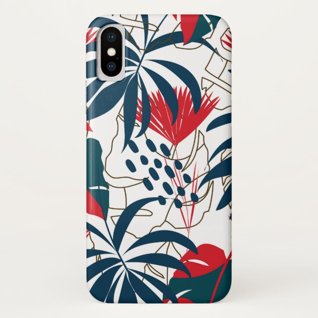 Funda De Case-Mate Para iPhone Arte abstracto tropical (Reverso)