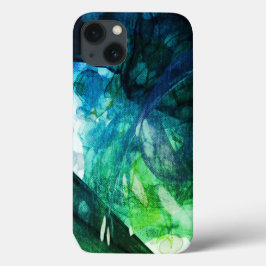 Funda Para iPhone 13 Arte abstracto verde azul