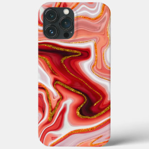 Funda Para iPhone 13 Pro Max Arte abstracto vibrante rojo y dorado