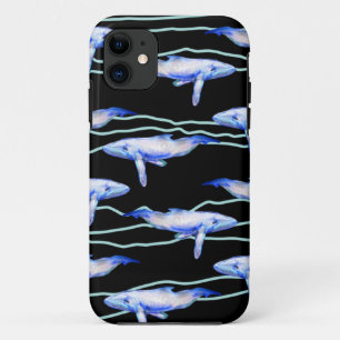 Funda Para iPhone 11 Arte Acuarela de Ballenas Peces Grandes
