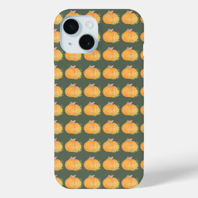 Funda De Case-Mate Para iPhone Arte acuarela de la calabaza otoñal (Reverso )