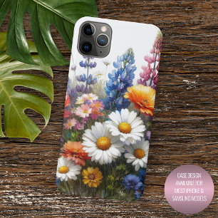 Funda Para iPhone 11 Pro Max Arte Acuarela Floral de Flores Campestres Colorida
