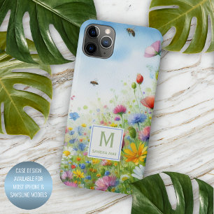 Funda Para iPhone 11 Pro Max Arte Acuarela Floral de Flores Campestres Colorida