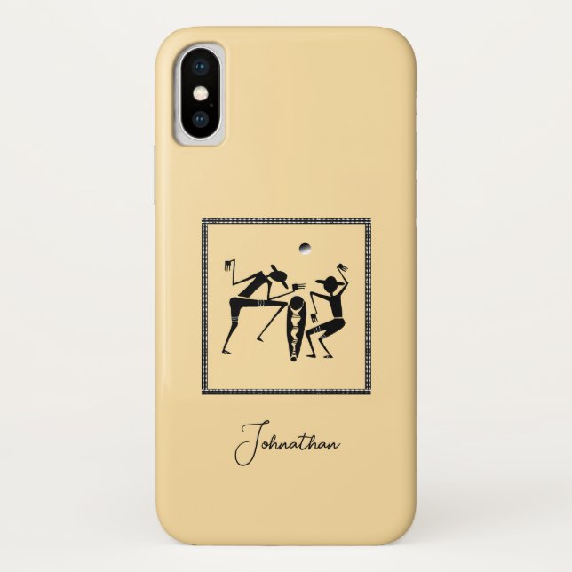 Funda De Case-Mate Para iPhone Arte africano, música y danza lunar loca (Reverso)