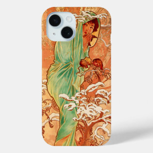 Funda Para iPhone 15 Arte Alphonse Mucha Art Nouveau Invierno