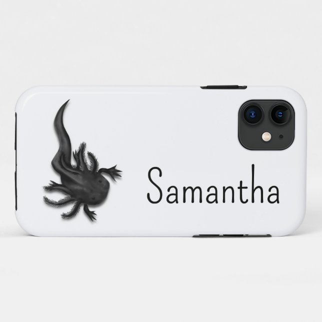 Funda De Case-Mate Para iPhone Arte Axolotélico Melanoico Negro (Reverso (horizontal))