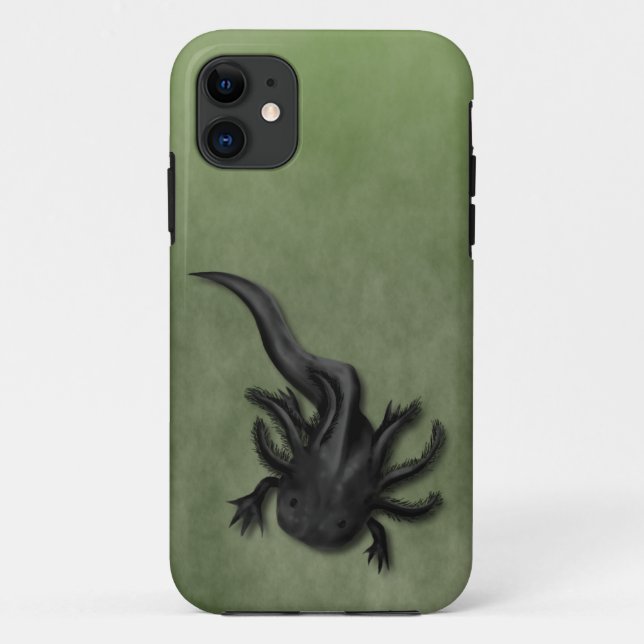 Funda De Case-Mate Para iPhone Arte Axolotélico Melanoico Negro (Reverso)