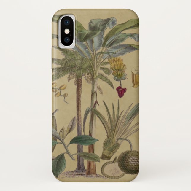 Funda De Case-Mate Para iPhone Arte botánico de frutas tropicales palmo antiguo (Reverso)