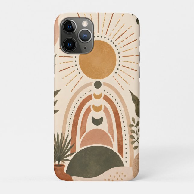 Funda De Case-Mate Para iPhone Arte botánico y sol boho (Reverso)