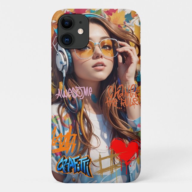 Funda De Case-Mate Para iPhone Arte callejero chica lindo y artístico personaliza (Reverso)