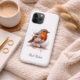 Funda Para iPhone 11 Pro Arte caprichoso de petirrojo rojo acuarela