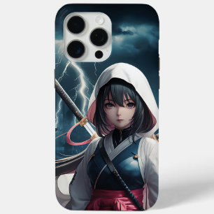 Funda Para iPhone 15 Pro Max Arte Chica Ninja - Guerrero dinámico y fuerte