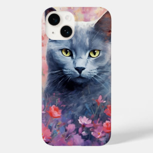 Funda Para iPhone 14 De Case-Mate Arte colorido de color del gato azul ruso