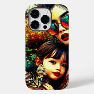 Funda Para iPhone 14 Pro De Case-Mate Arte colorido de mamá e hija Jardín de flores asiá