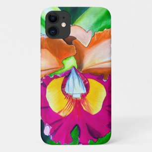 Funda Para iPhone 11 Arte colorido de orquídeas de flores y acuarela