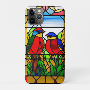 Funda Para iPhone 11 Pro Arte colorido en vidrio con aves