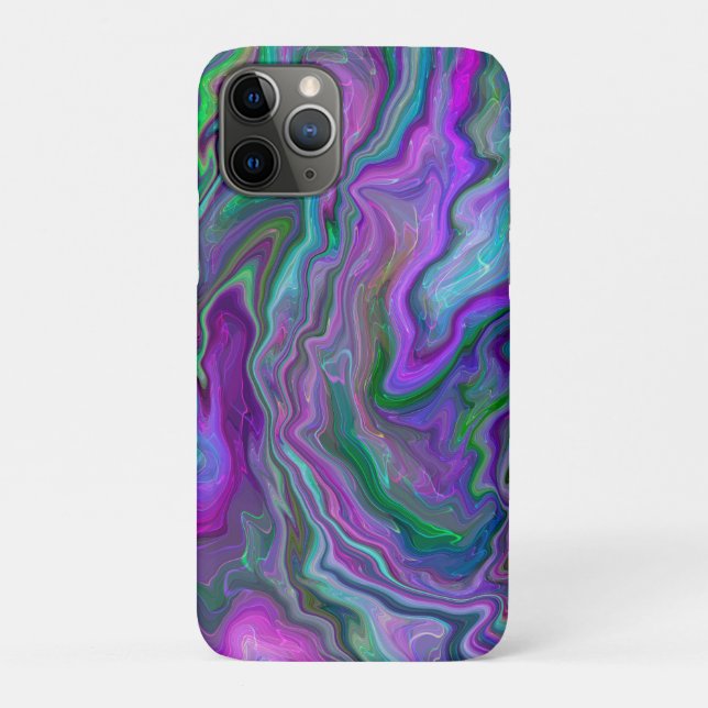 Funda De Case-Mate Para iPhone Arte con fluidos morado, verde y azul (Reverso)