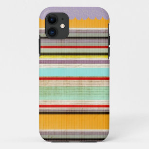 Funda Para iPhone 11 Arte con rayas coloridas estriadas BORDE PURPURA E