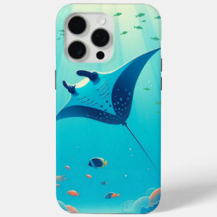 Funda Para iPhone 15 Pro Max Arte costero clásico de manta raya