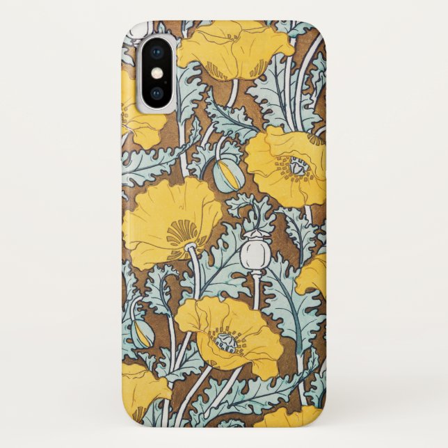 Funda De Case-Mate Para iPhone arte de amapola flor amarillo ilustracion (Reverso)