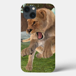 Funda Para iPhone 13 Arte de Aventura en la Jungla de la Fiera Leona