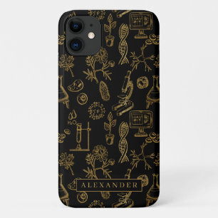 Funda Para iPhone 11 Arte de biología de ciencia Monograma de patrón or
