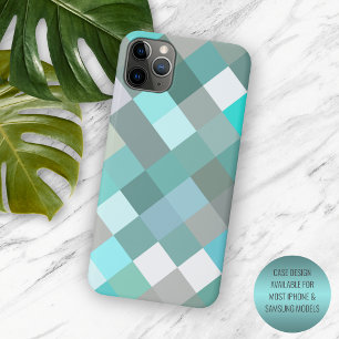 Funda Para iPhone 11 Pro Max Arte de bloque de píxeles Pastel Aqua Turquesa Ver