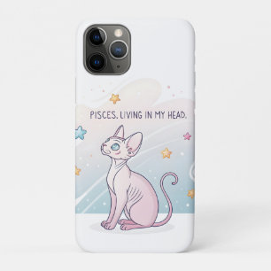 Funda Para iPhone 11 Pro Arte de cabeza viva de gato Sphynx del zodiaco de