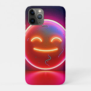 Funda Para iPhone 11 Pro Arte de Cara Feliz con Resplandor de Neón