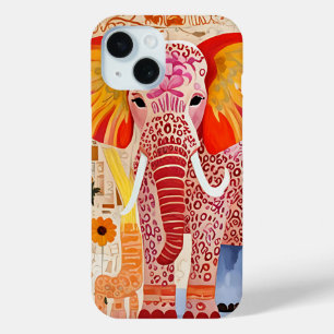 Funda Para iPhone 15 Arte de Collage de Elefante Colorido