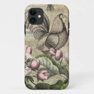 Funda Para iPhone 11 Arte de Collage de Jardín de Gallo Antiguo: Campo