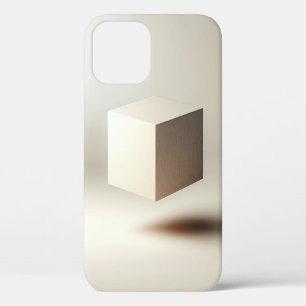 Funda Para iPhone 12 Arte de Cubo Minimalista Flotante - Madera y Tela
