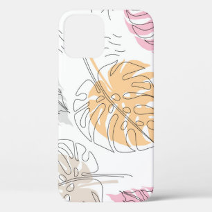Funda Para iPhone 12 Arte de dibujo de líneas de monstera exótico