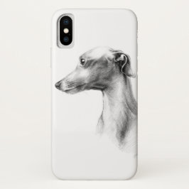 Funda Para iPhone X Arte de dibujo del perro blanco de Greyhound itali