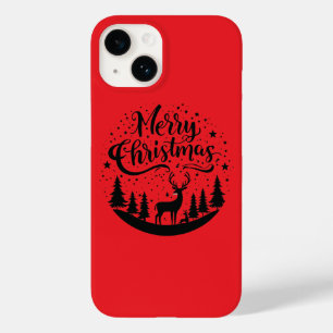 Funda Para iPhone 14 De Case-Mate Arte de diseño de árbol y ciervos navideños clásic
