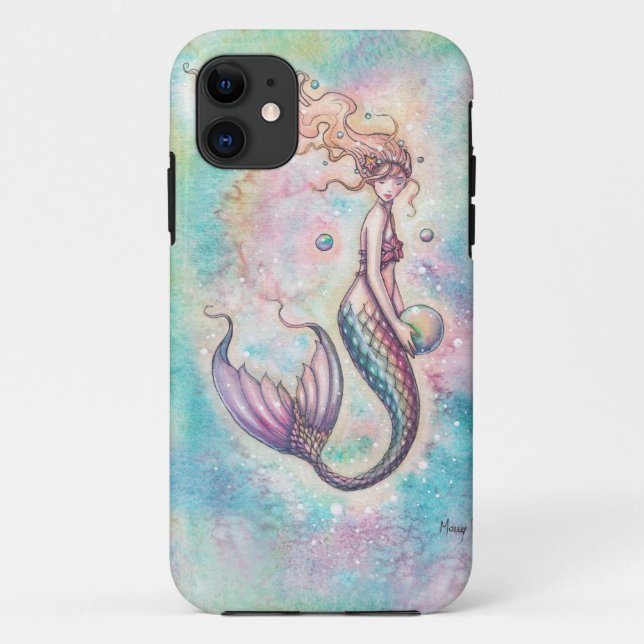 Funda De Case-Mate Para iPhone Arte de fantasía con sirena arcoiris (Reverso)