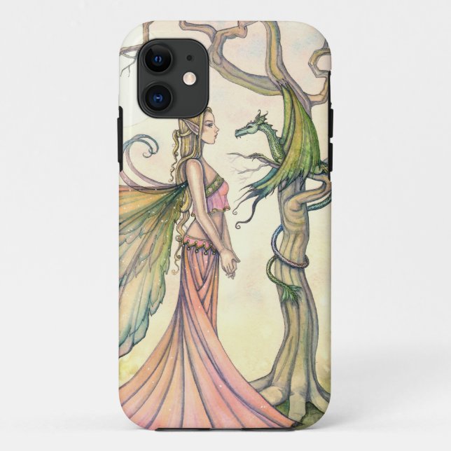 Funda De Case-Mate Para iPhone Arte de fantasía de hada mística y dragón (Reverso)