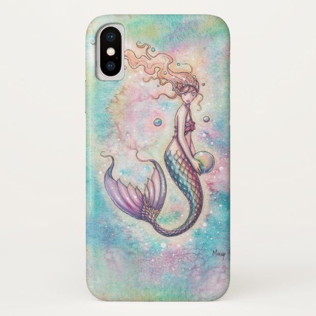 Funda De Case-Mate Para iPhone Arte de Fantasía de Sirena Arcoíris (Reverso)