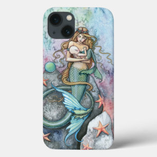 Funda Para iPhone 13 Arte de Fantasía de Sirena Bebé Madre Eterna Amor