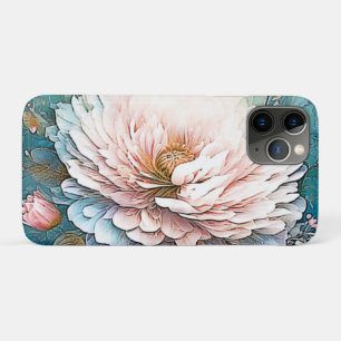 Funda Para iPhone 11 Pro Arte de florecimiento Verde azulado de oro Rosa