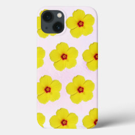Funda Para iPhone 13 Arte de flores amarillo hibiscus