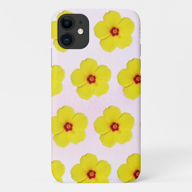 Funda De Case-Mate Para iPhone Arte de flores amarillo hibiscus (Reverso)