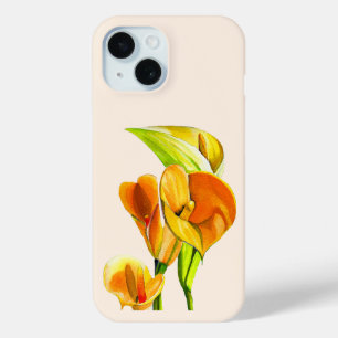 Funda Para iPhone 15 Arte de flores de color de lirio de Calla