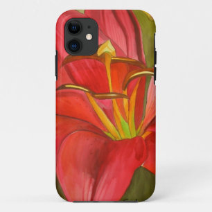 Funda Para iPhone 11 Arte de flores de color de lirio rojo original