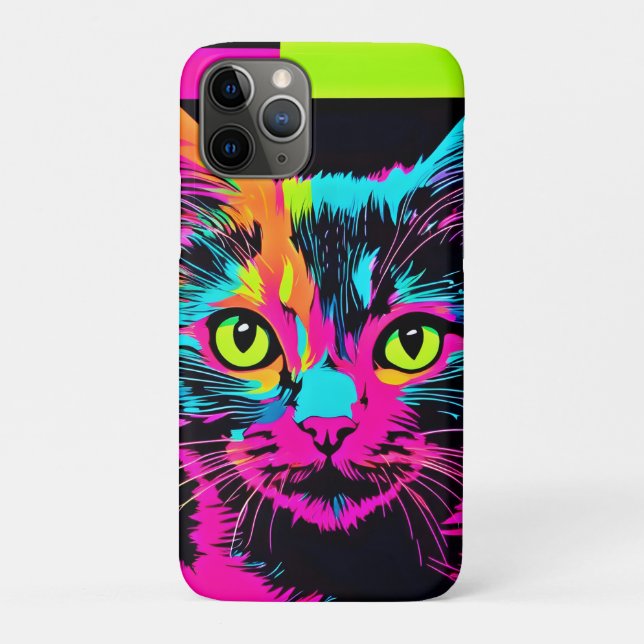 Funda De Case-Mate Para iPhone Arte de Gatito Cyberpunk (Reverso)